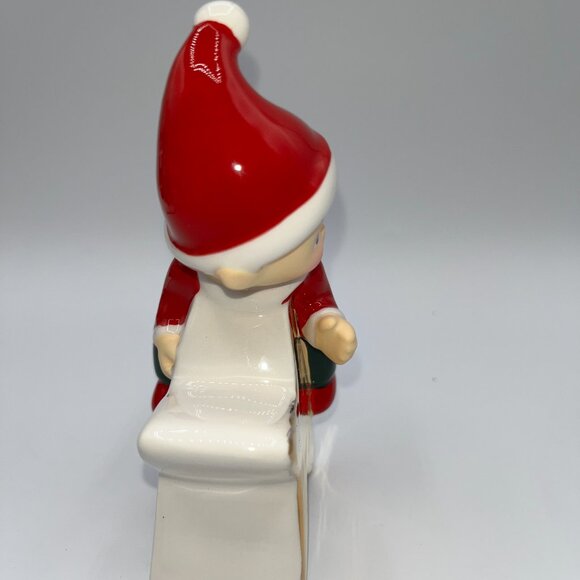 Retro Ceramic Red Elf Pixie Santa's Helper Sitting on a Golden Star Christmas - Picture 8 of 10